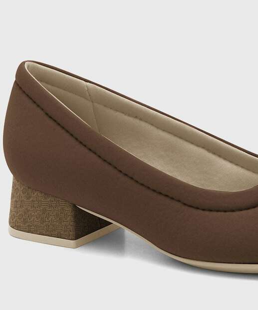 Scarpin Feminino Salto Grosso Comfortflex Marrom