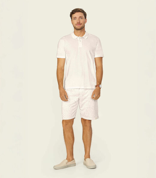 Polo Masculina Meia Malha Texturizada Diametro Bege