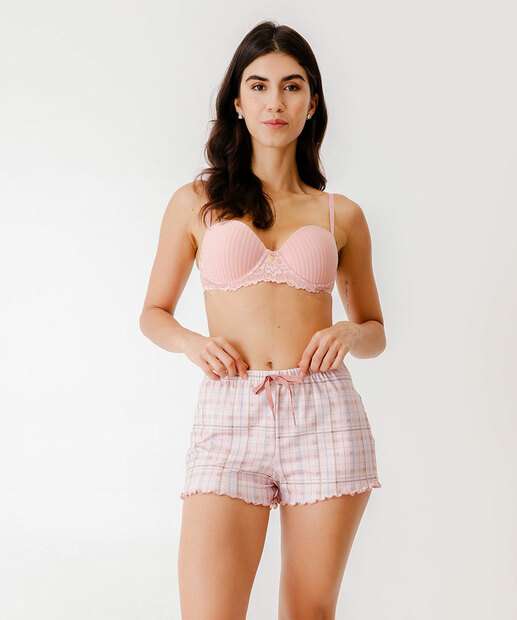 Short Pijama Feminino Avulso Estampa Xadrez Marisa