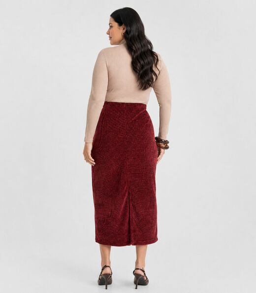 Saia Midi Feminina em Tricot Glow Shine Dianna Vermelho