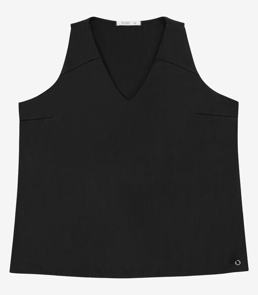 Regata Feminina Decote V Secret Glam Preto