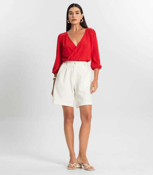 Blusa Feminina Manga 3/4 Rovitex Vermelho