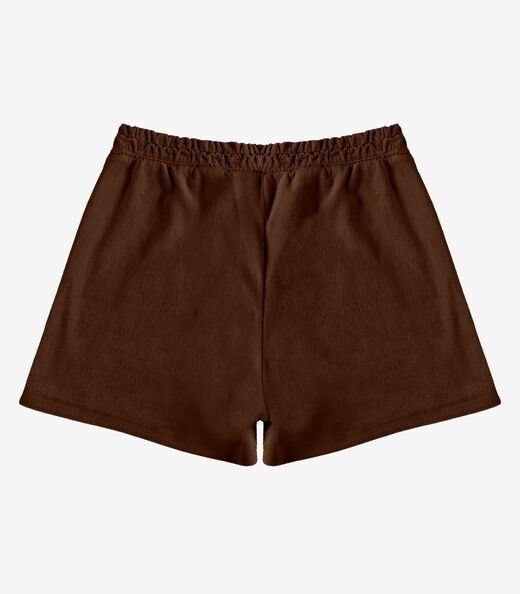 Shorts Feminino Em Plush Infinita Cor Marrom