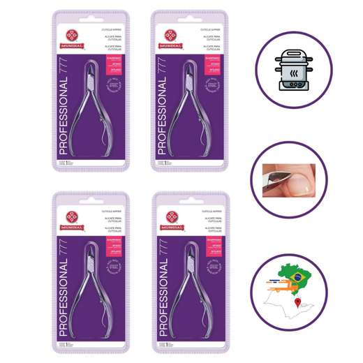 Image_Kit 4 Alicates Cuticula 777 profissional Afiado Inox Mundial Unha
