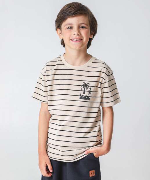 Image_Camiseta Juvenil Listrada Marisa Tam 4 a 10 Bege