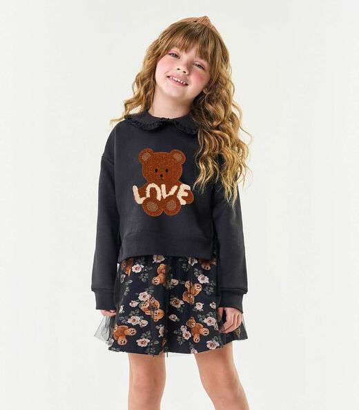 Conjunto Infantil Blusão Com Saia Trick Nick Preto