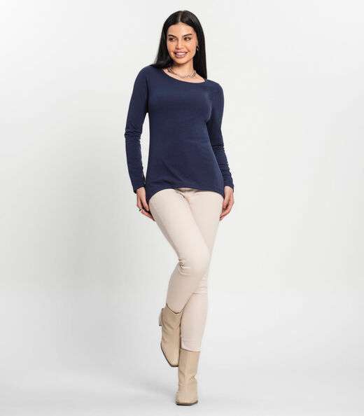 Blusa De Viscolight Básica Feminina Kohmar Azul