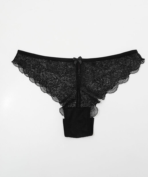 Kit 2 Calcinhas Tanga Renda Bicolor Marisa Preto