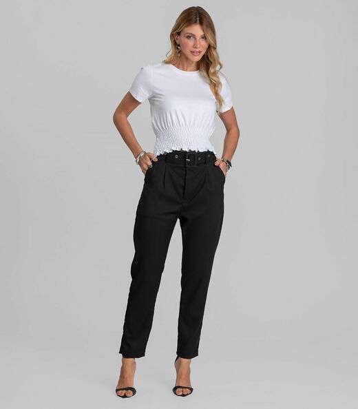 Calça Cenoura Feminina Com Cinto Dianna Preto