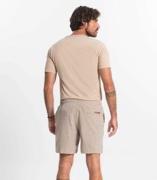 Bermuda Masculina Sarja Elástico E Bolsos Shift Bege