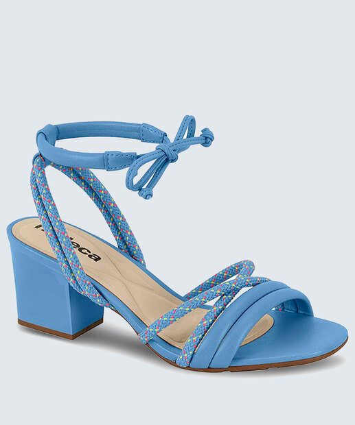 Sandália Salto Grosso Feminina Amarração Moleca