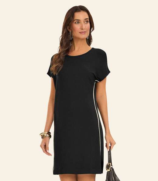 Vestido Curto Molecotton de Viscose Rovitex Preto