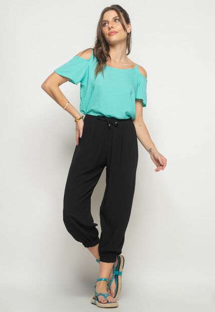 Calça Jogger Viscolinho Preto Salvatore Fashion