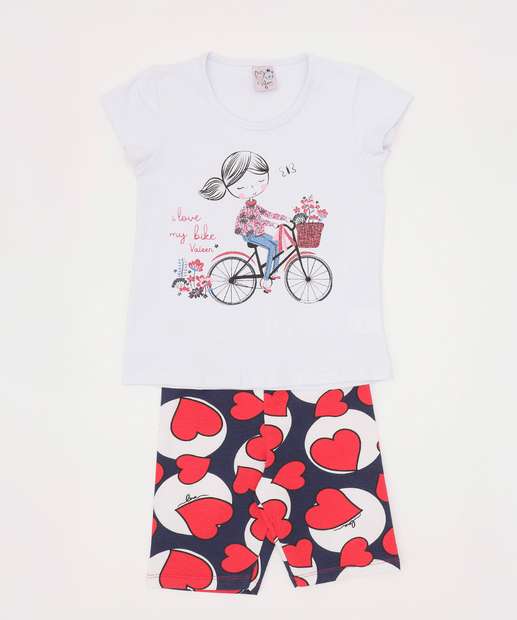 Conjunto Infantil Estampa Boneca e Corações Marisa Tam 4 a 10
