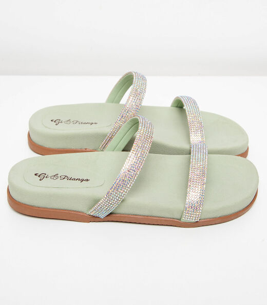 Sandália Papete Feminina Com Strass Select Verde