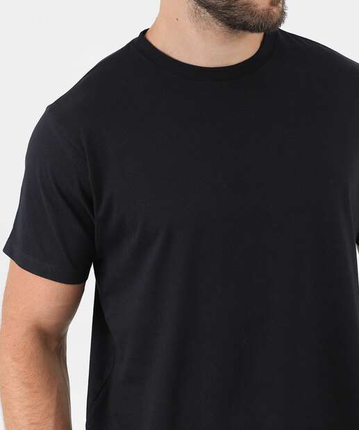 Camiseta Masculina Básica Manga Curta Marisa Preto