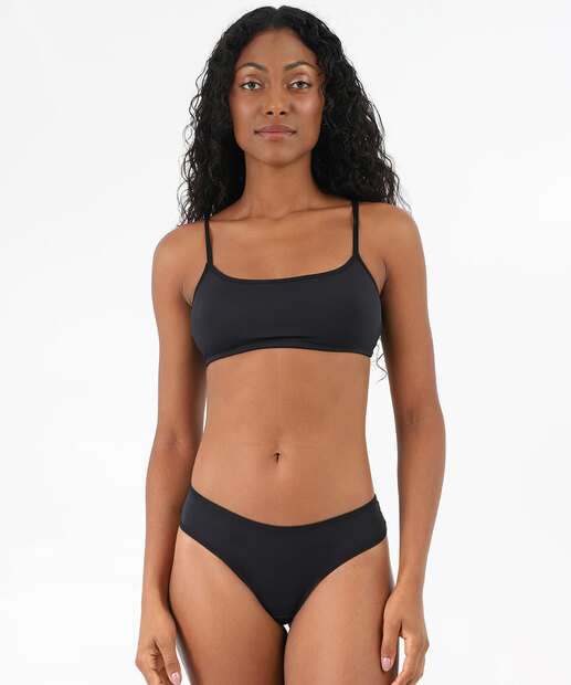 Calcinha Biquíni Recorte Renda Marisa Preto