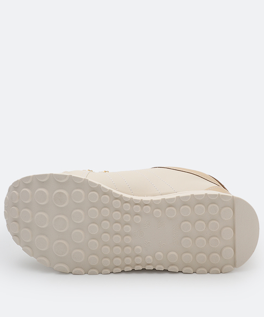 Tênis Feminino Casual Recorte Ramarim Bege