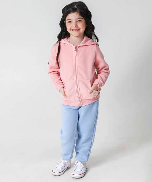 Casaco Infantil Moletom Flanelado Marisa Tam 4 a 10 Rosa