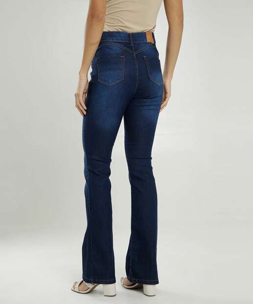 Calça Jeans Flare Feminina Bolsos   