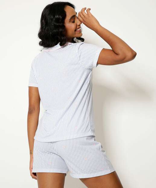 Pijama Americano Listrado Stitch Manga Curta Disney