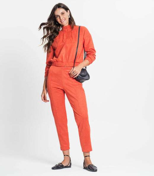 Image_Calça Feminina Em Suede Sarjado Rovitex Laranja