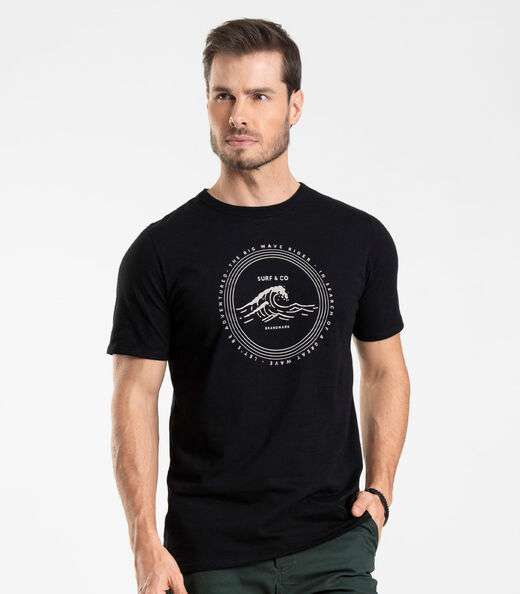 Camiseta Meia Malha Masculina Diametro Preto