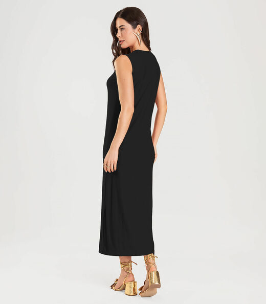 Vestido Super Midi com Aviamento Dianna Preto