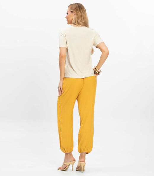 Calça Feminina Aladim em Tecido Viscose Dianna Amarelo