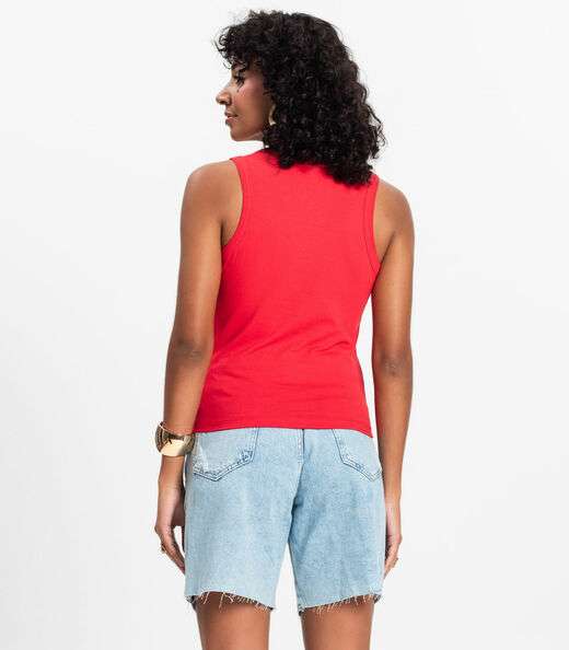 Regata Básica Feminina em Cotton Leve Rovitex Vermelho