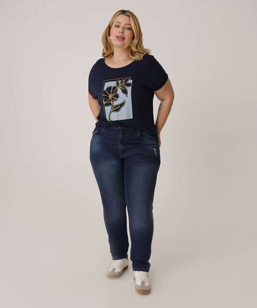 Blusa Plus Size Feminina Estampa Flor Marisa
