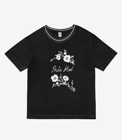 Blusa Feminina Estampada Rovitex Preto