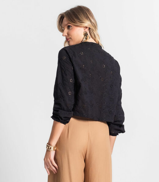 Camisa Feminina Manga Longa Em Laise Endless Preto