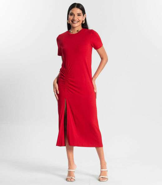 Vestido Feminino Molecotton Midi Rovitex Vermelho