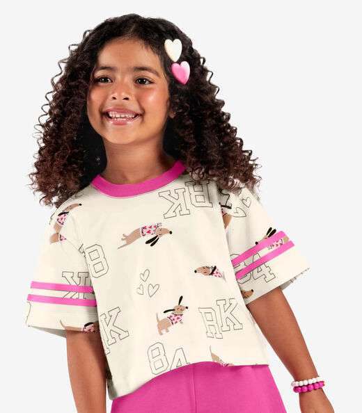 Conjunto Infantil Blusa Com Shorts Bege