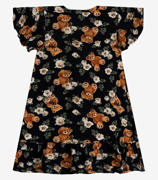 Vestido Infantil Com Manga Godê Select Marrom