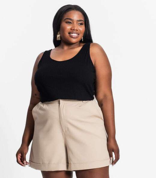 Image_Regata Plus Size Em Ribana Canelada Secret Glam Preto