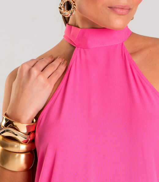 Vestido Curto Feminino Em Viscose Style Box Rosa