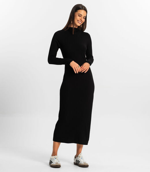 Vestido Manga Longa Feminino Rovitex Preto