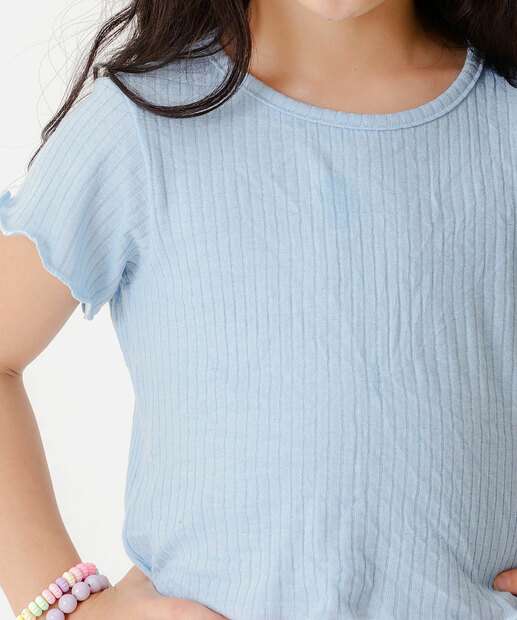 Blusa Infantil Canelada Manga Curta Tam 4 a 10