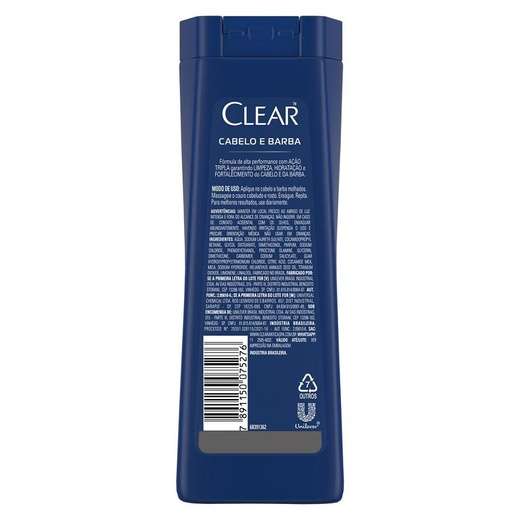 Shampoo Anticaspa Clear Men Cabelo e Barba 200ml