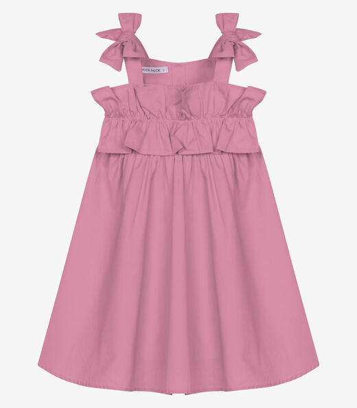 Vestido Infantil Feminino Tricoline Trick Nick Rosa