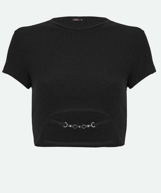 Blusa Cropped Feminina Canelada Cut Out Marisa