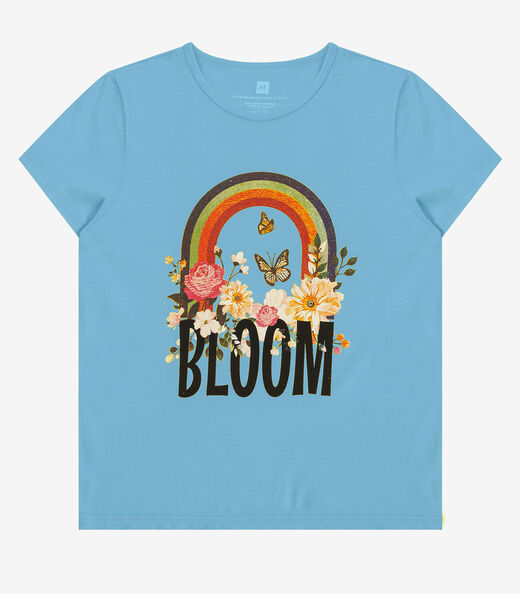 Blusa Baby Look Feminina Estampada Select Azul