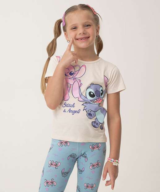 Image_Camiseta Infantil Angel E Stitch Disney Tam 4 a 10 Bege