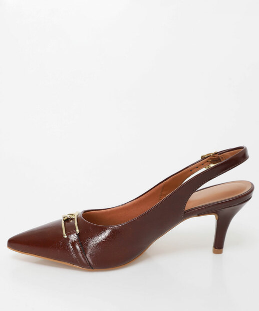 Scarpin Feminino Slingback Salto Fino Vizzano Marrom 