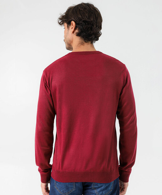 Suéter Masculino Tricô Básico Marisa Vinho