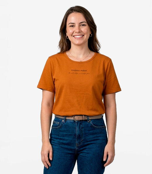 Image_Blusa Feminina Manga Curta Infinita Cor Marrom