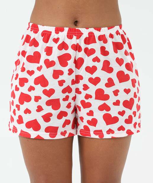 Pijama Feminino Nadador Estampa Corações Marisa Vermelho