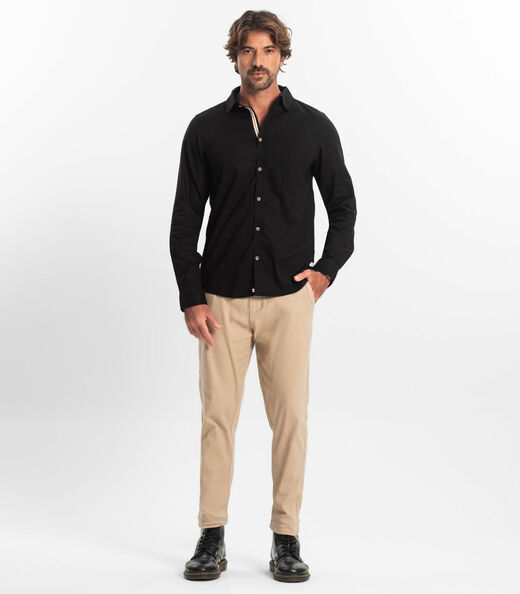 Camisa Masculina Manga Longa Diametro Preto
